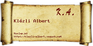 Klézli Albert névjegykártya