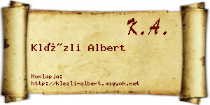 Klézli Albert névjegykártya