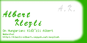 albert klezli business card